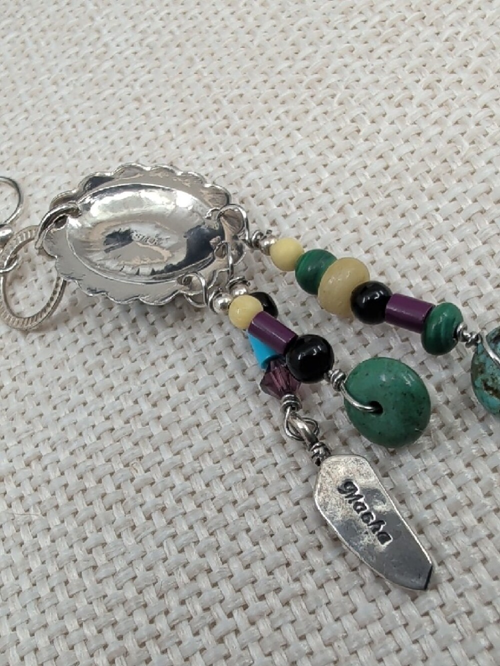 Vintage Masha 925 Sterling Inlay Concho Dreamcatcher Earrings - Picture 16 of 17